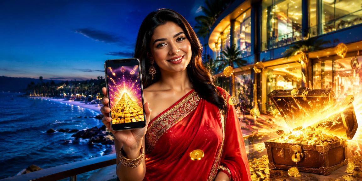 সেন্ট মার্টিনে শাড়ি পরা একজন নারী মোবাইলে bolly4u ক্যাসিনো ব্যবহার করছেন